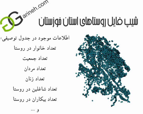شیپ فایل روستاهای استان خوزستان