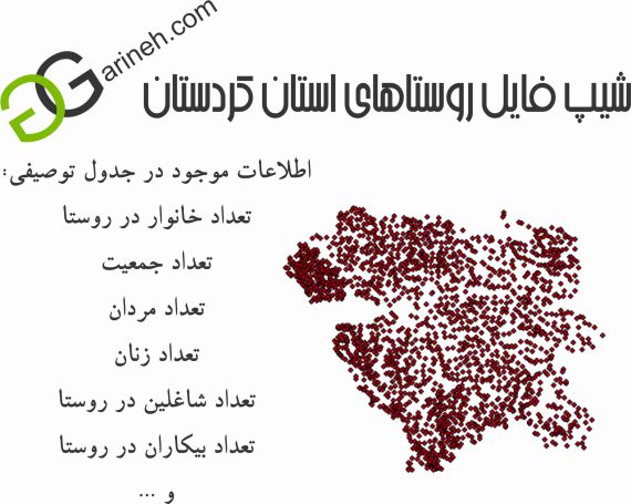 شیپ فایل روستاهای استان کردستان