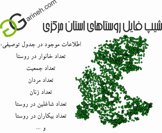 شیپ فایل روستاهای استان مرکزی