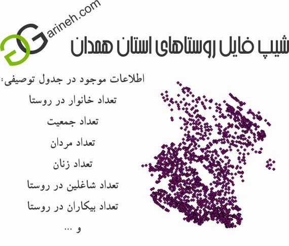 شیپ فایل روستاهای استان همدان